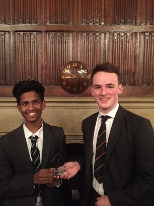 Selvan and Michael with Michael's award