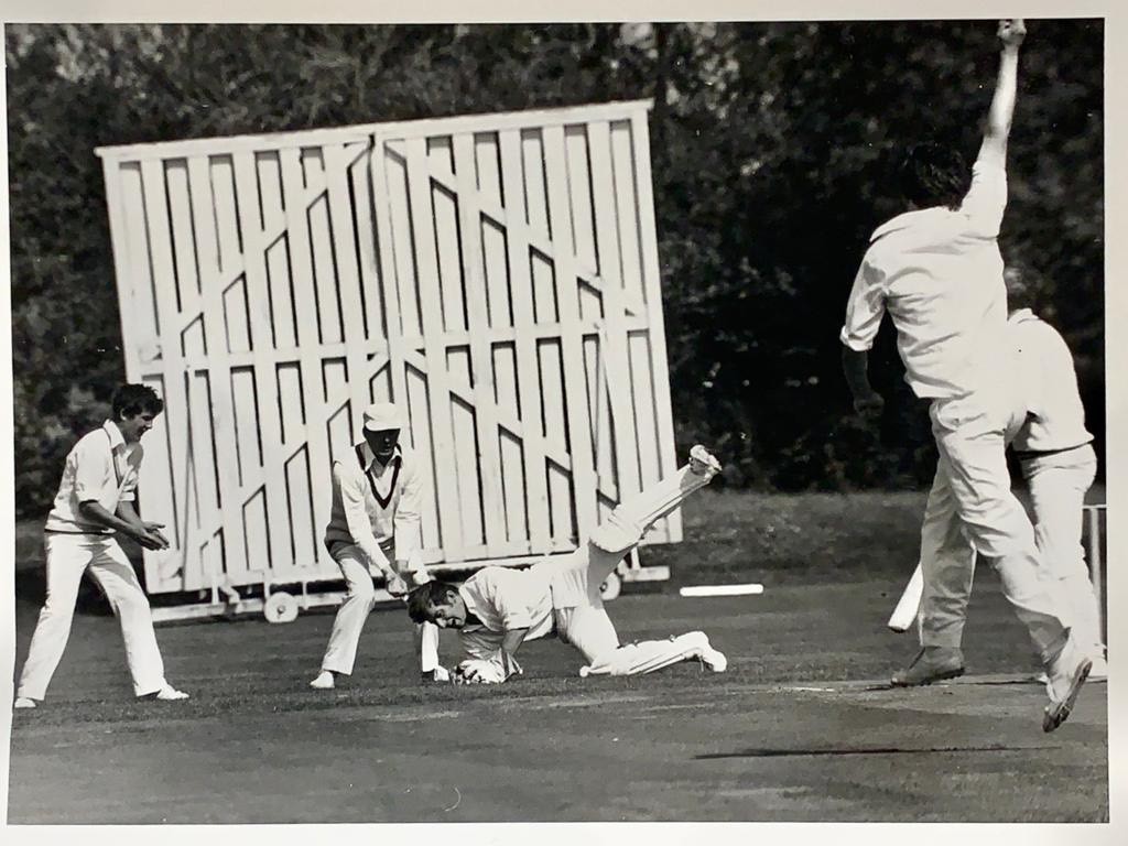 David Smee taking a very fine catch for OMT in a Sunday match at Durrants against Welwyn Garden City 31st August 1980